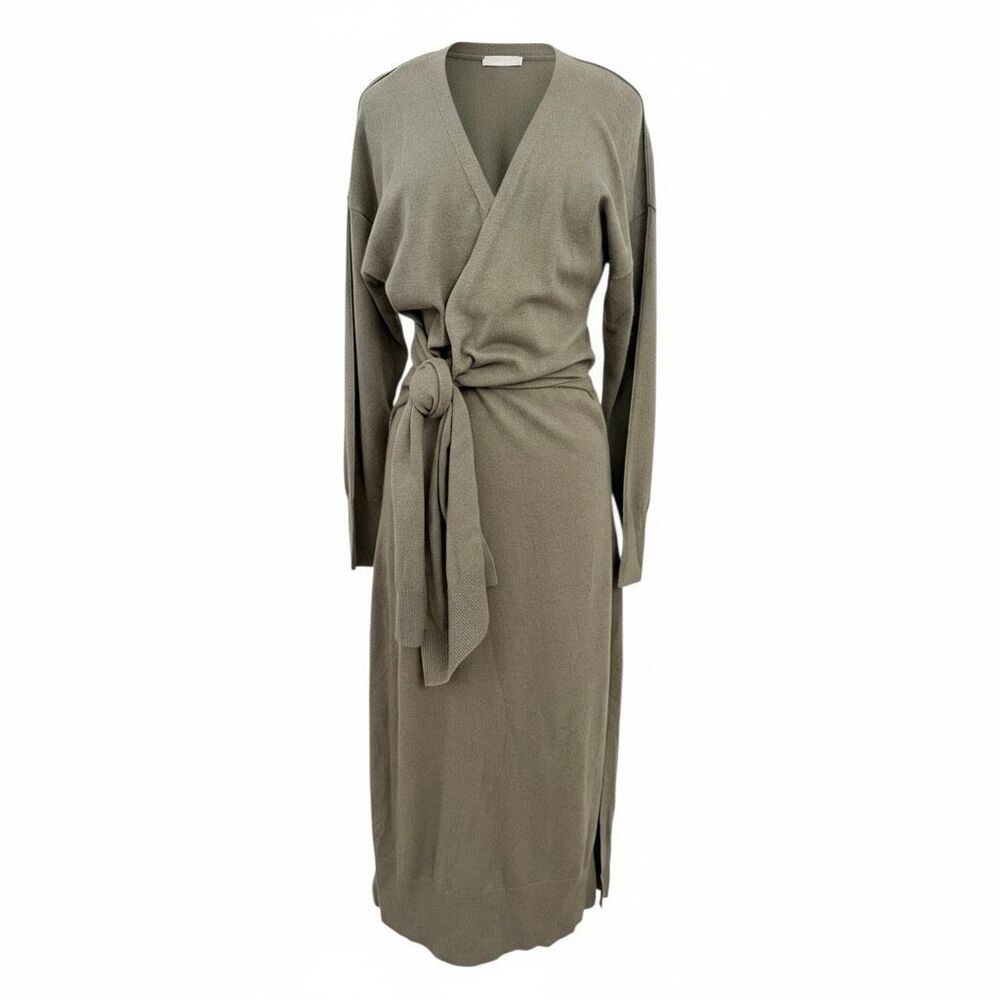 Jonathan Simkhai Skyla Self-Tie Wrap Midi-Dress Olive Green Size Medium